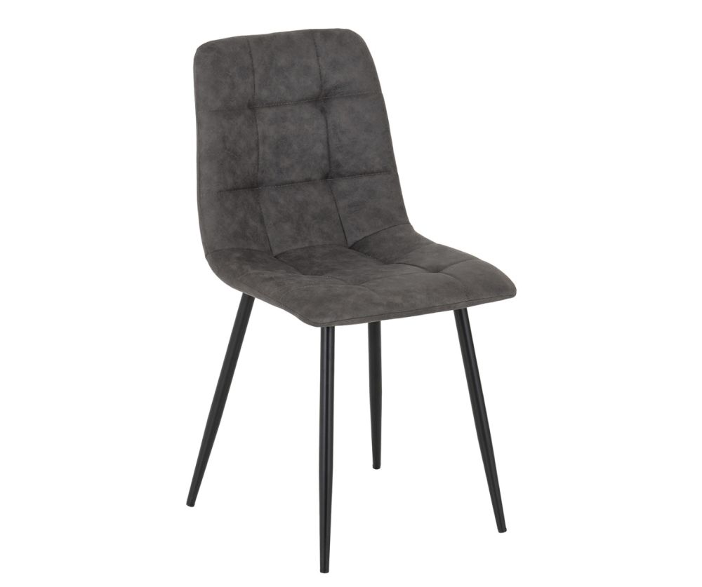 Seconique Furniture Fenton Dark Grey Suede Fabric Dining Chair in Pair