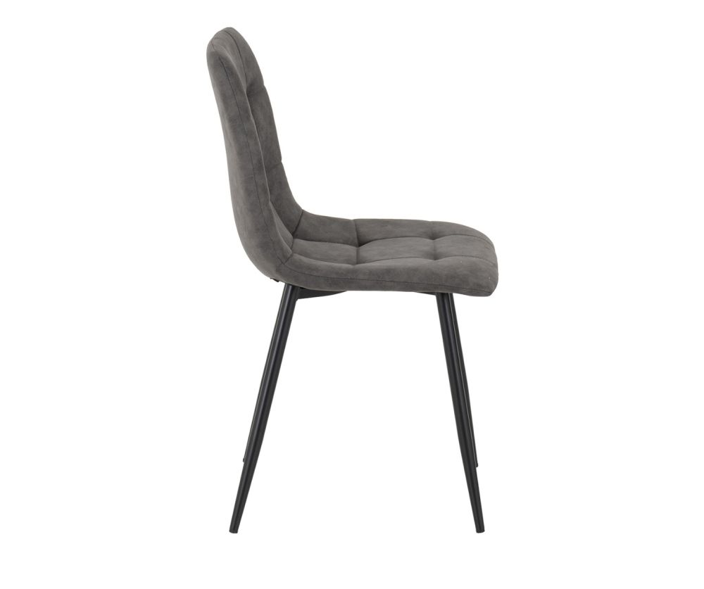Seconique Furniture Fenton Dark Grey Suede Fabric Dining Chair in Pair