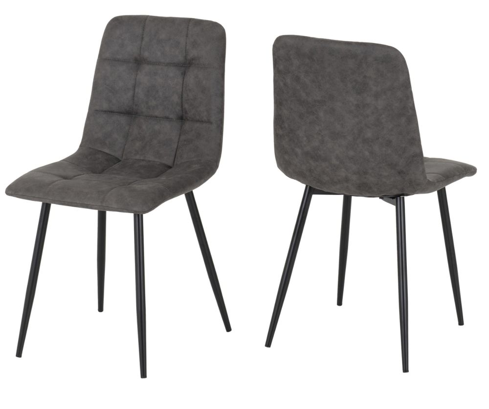 Seconique Furniture Fenton Dark Grey Suede Fabric Dining Chair in Pair