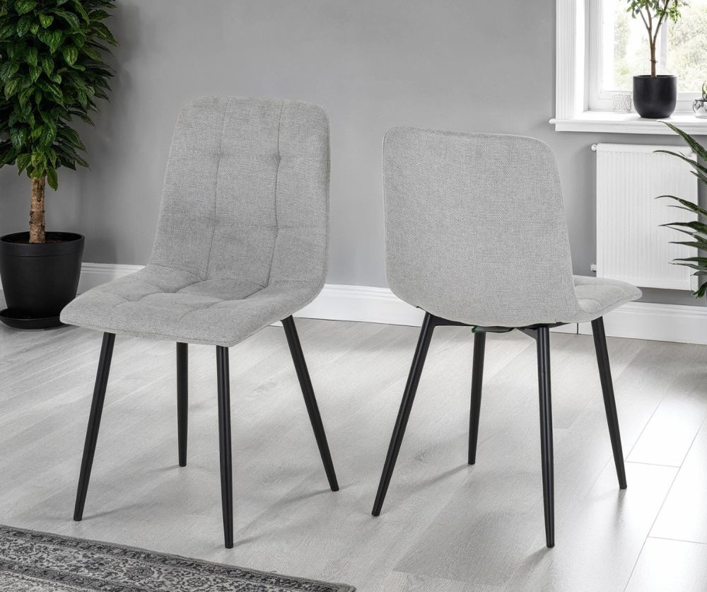  Seconique Furniture Fenton Light Grey Suede Fabric Dining Chair in Pair