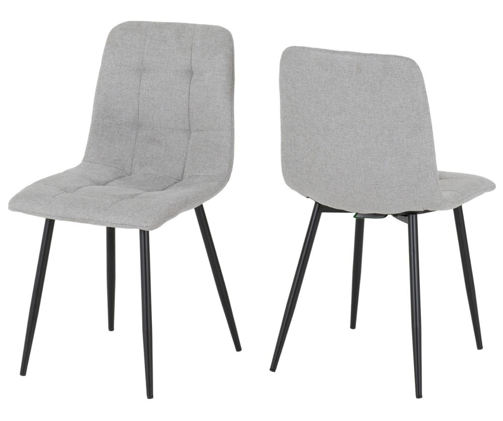  Seconique Furniture Fenton Light Grey Suede Fabric Dining Chair in Pair