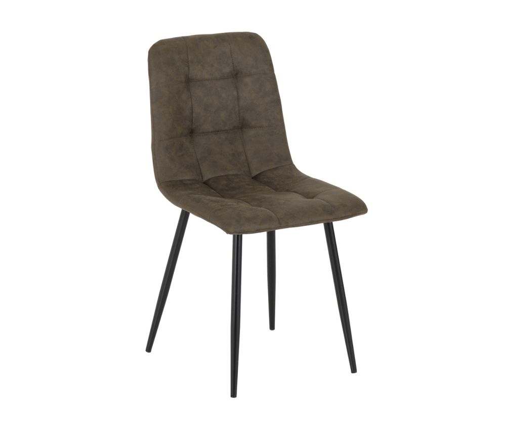  Seconique Furniture Fenton Olive Green Suede Fabric Dining Chair in Pair