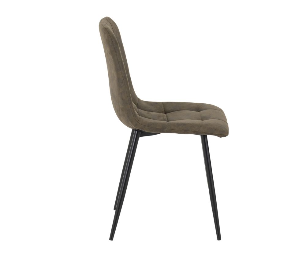  Seconique Furniture Fenton Olive Green Suede Fabric Dining Chair in Pair