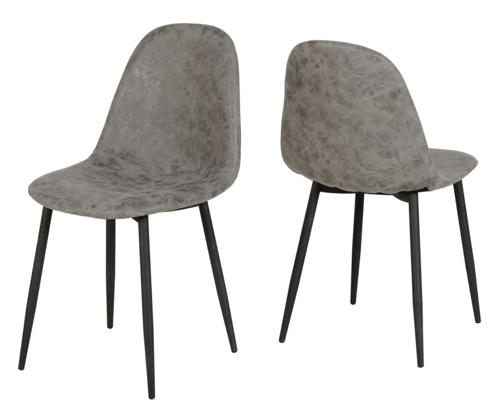 Seconique Furniture Hamilton Large Dining Set - Medium Oak Effect Table & Athens Black and Grey Faux Leather Dining Chairs