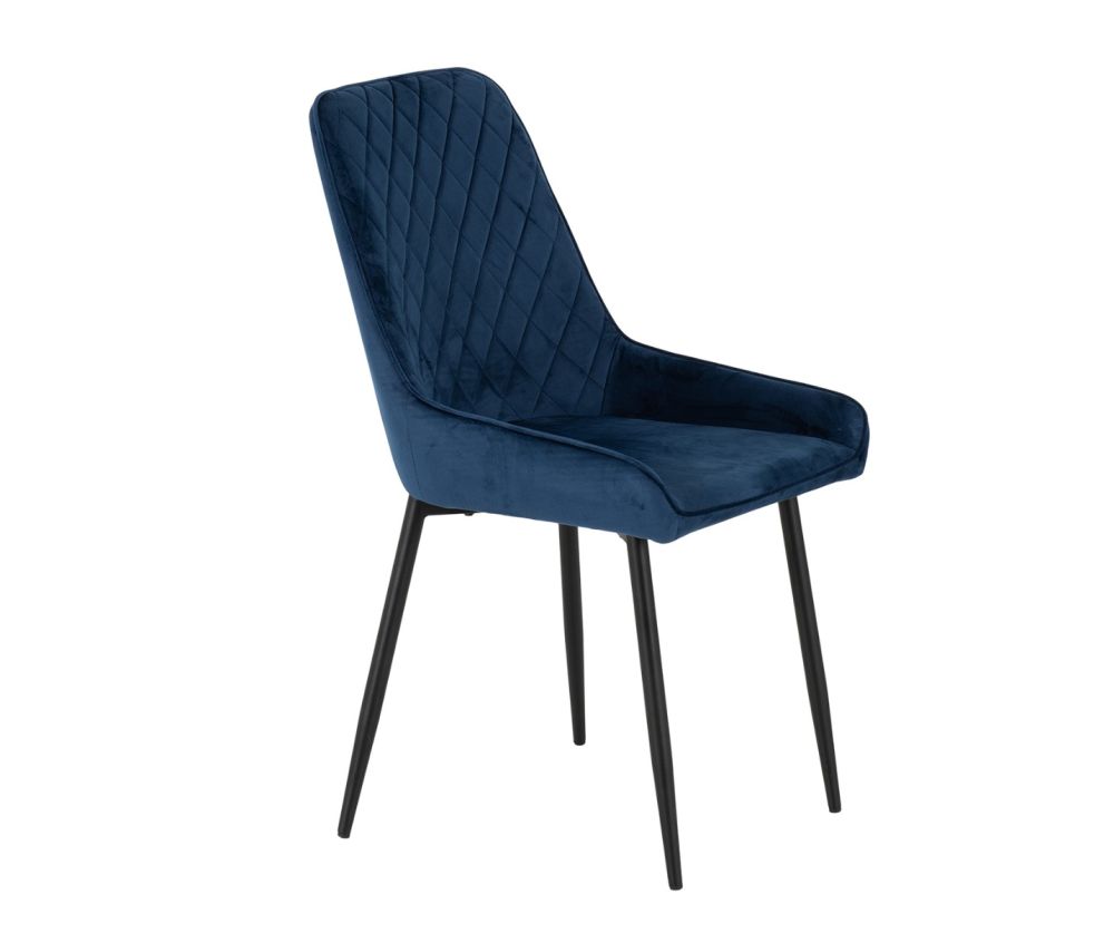  Seconique Furniture Hamilton Large Dining Set with Avery Sapphire Blue Velvet X6 Dining Chairs