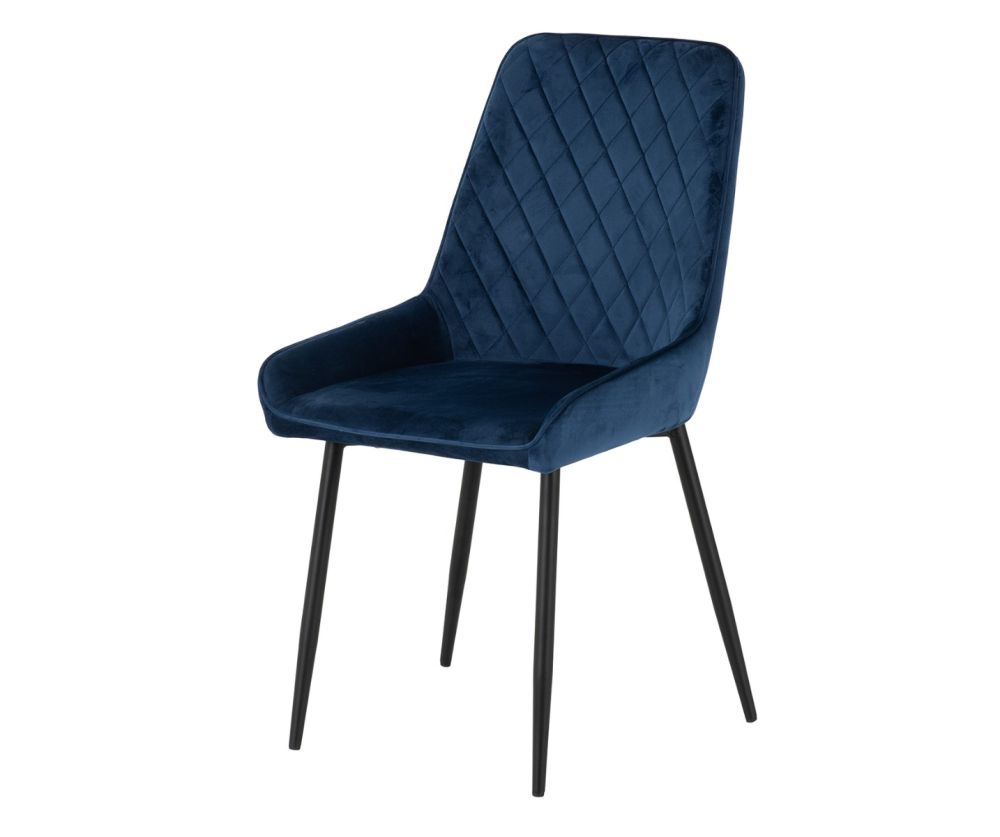  Seconique Furniture Hamilton Large Dining Set with Avery Sapphire Blue Velvet X6 Dining Chairs