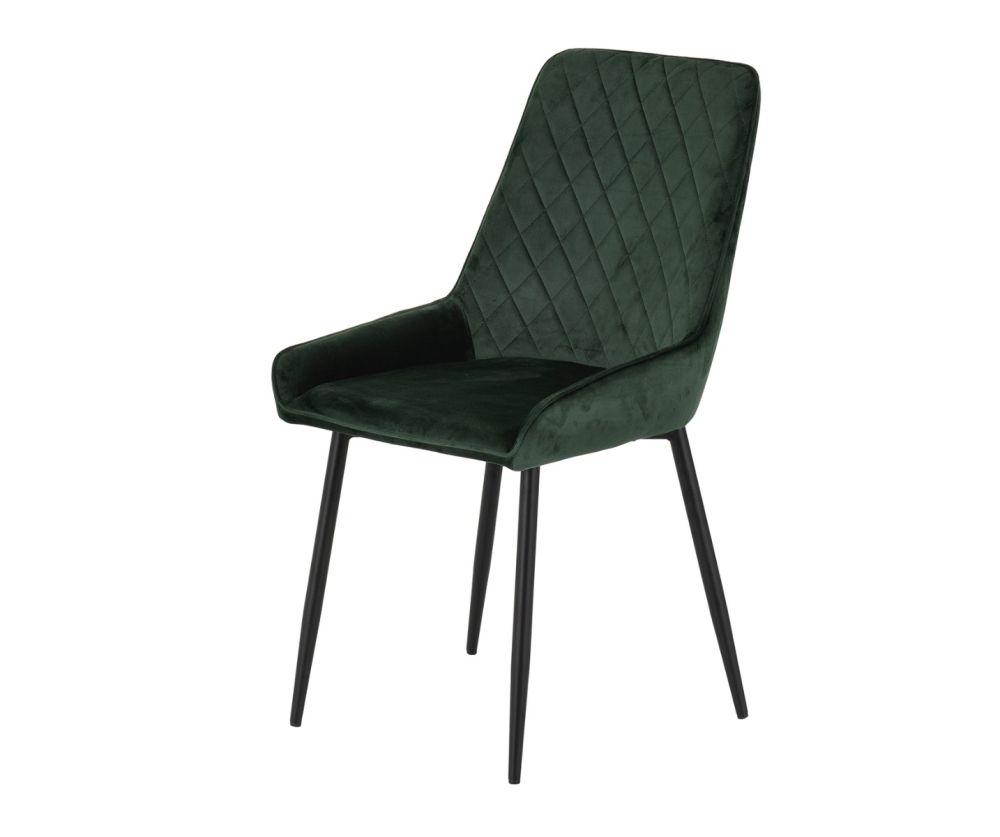 Seconique Furniture Hamilton Large Dining Set - Medium Oak Effect & Avery Emerald Green Velvet Dining Chairs