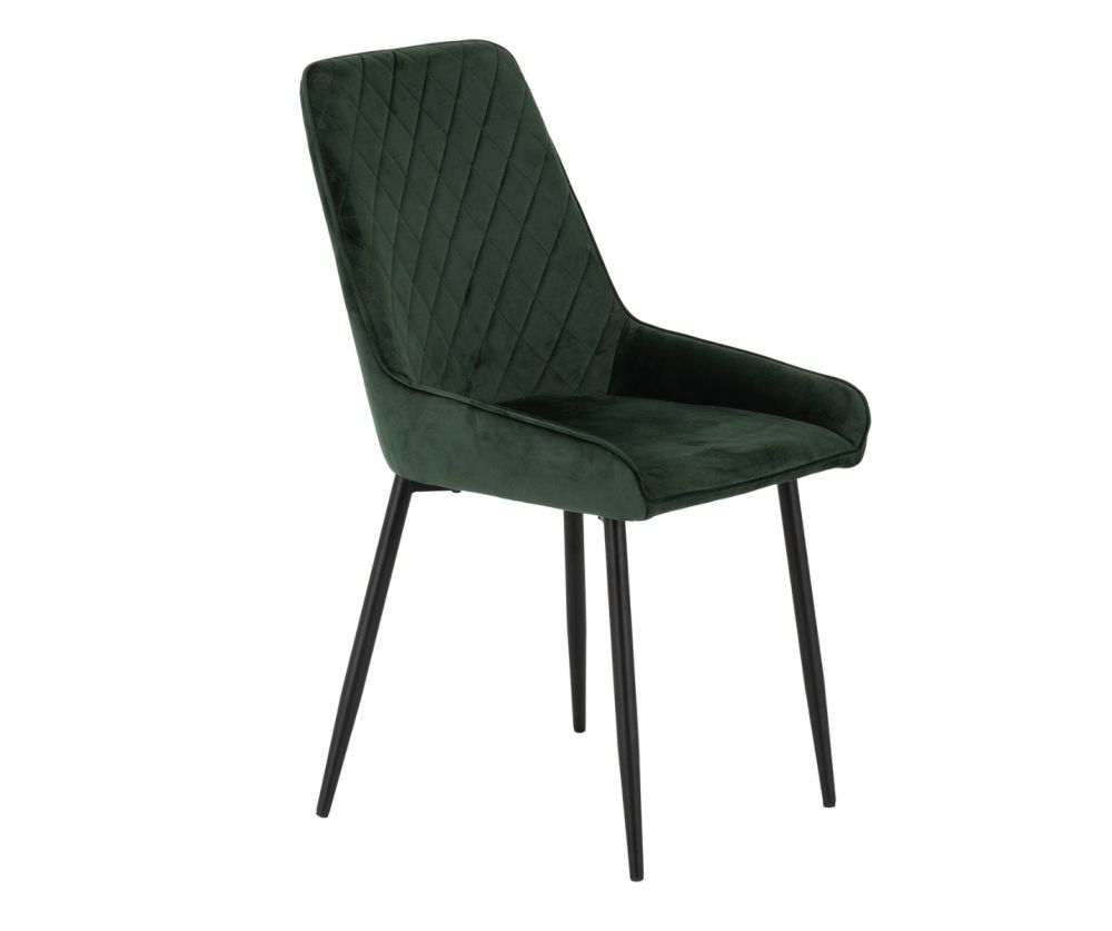 Seconique Furniture Hamilton Large Dining Set - Medium Oak Effect & Avery Emerald Green Velvet Dining Chairs