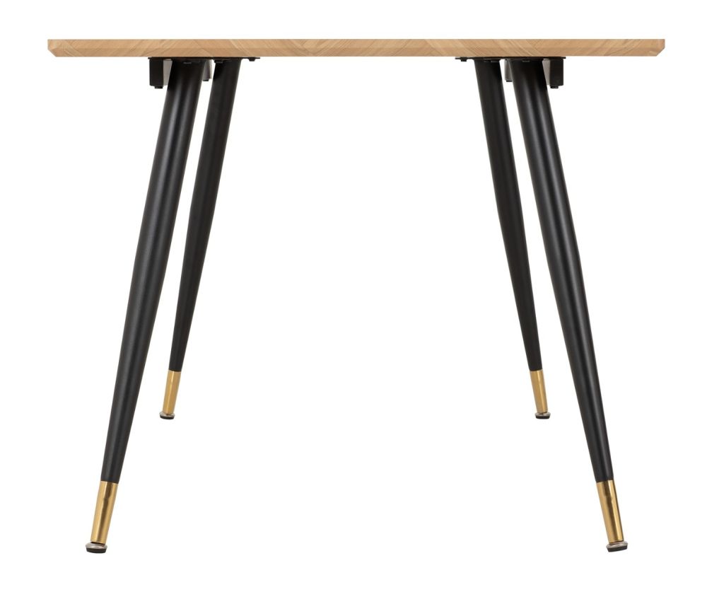 Seconique Furniture Hamilton Medium Oak Effect Large Dining Set with Lukas Black and Emerald Green Velvet Dining Chairs