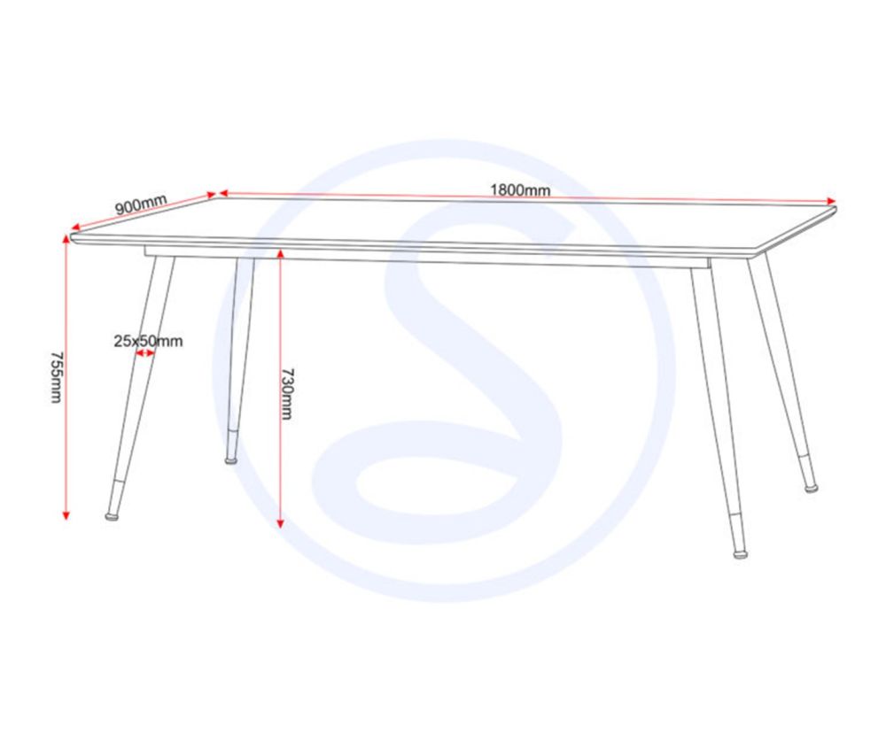 Seconique Furniture Hamilton Medium Oak Effect and Black Dining Table 