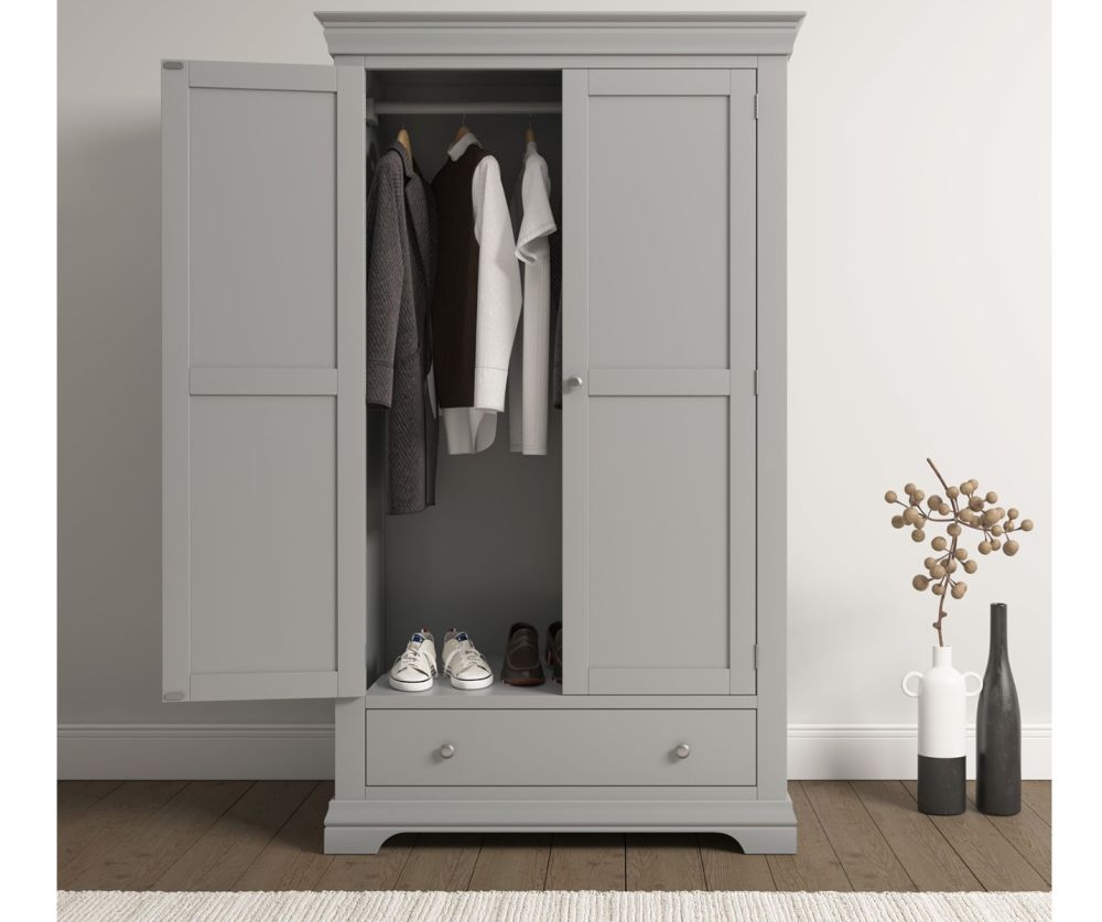 Seconique Furniture Bordeaux Pebble Grey 2 Door Wardrobe 