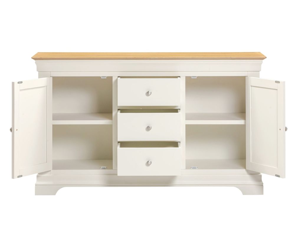 Seconique Furniture Bordeaux Ivory & Oak2 Door 3 Drawer Sideboard 