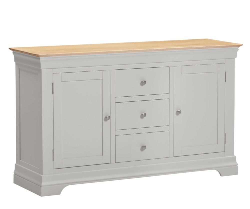 Seconique Furniture Bordeaux Pebble Grey and Oak 2 Door 3 Drawer Sideboard 