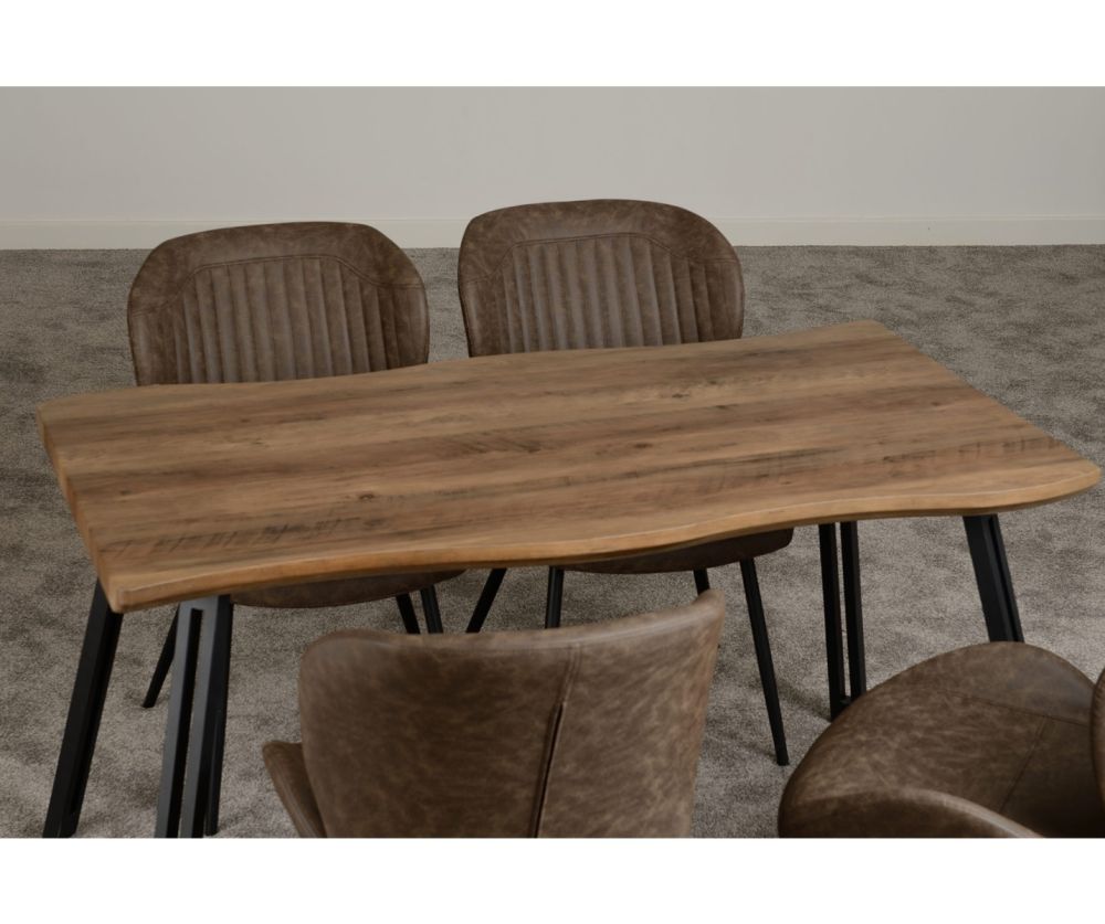  Seconique Furniture Quebec Wave Edge Dining Set – Medium Oak & Brown Faux Leather 