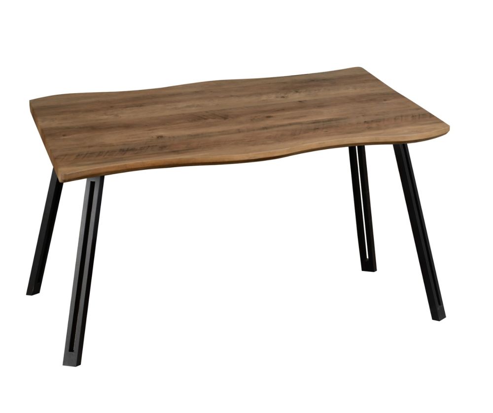  Seconique Furniture Quebec Wave Edge Dining Set – Medium Oak & Brown Faux Leather 