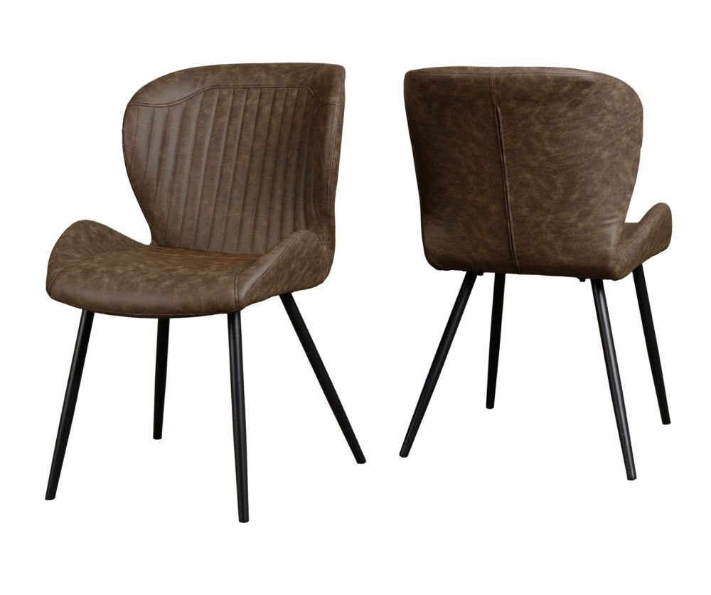  Seconique Furniture Quebec Wave Edge Dining Set – Medium Oak & Brown Faux Leather 