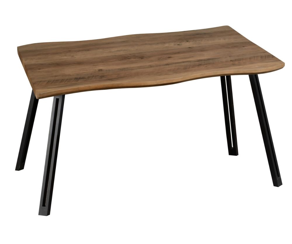  Seconique Furniture Quebec Wave Edge Dining Set with Grey Velvet Lukas Dining Chairs