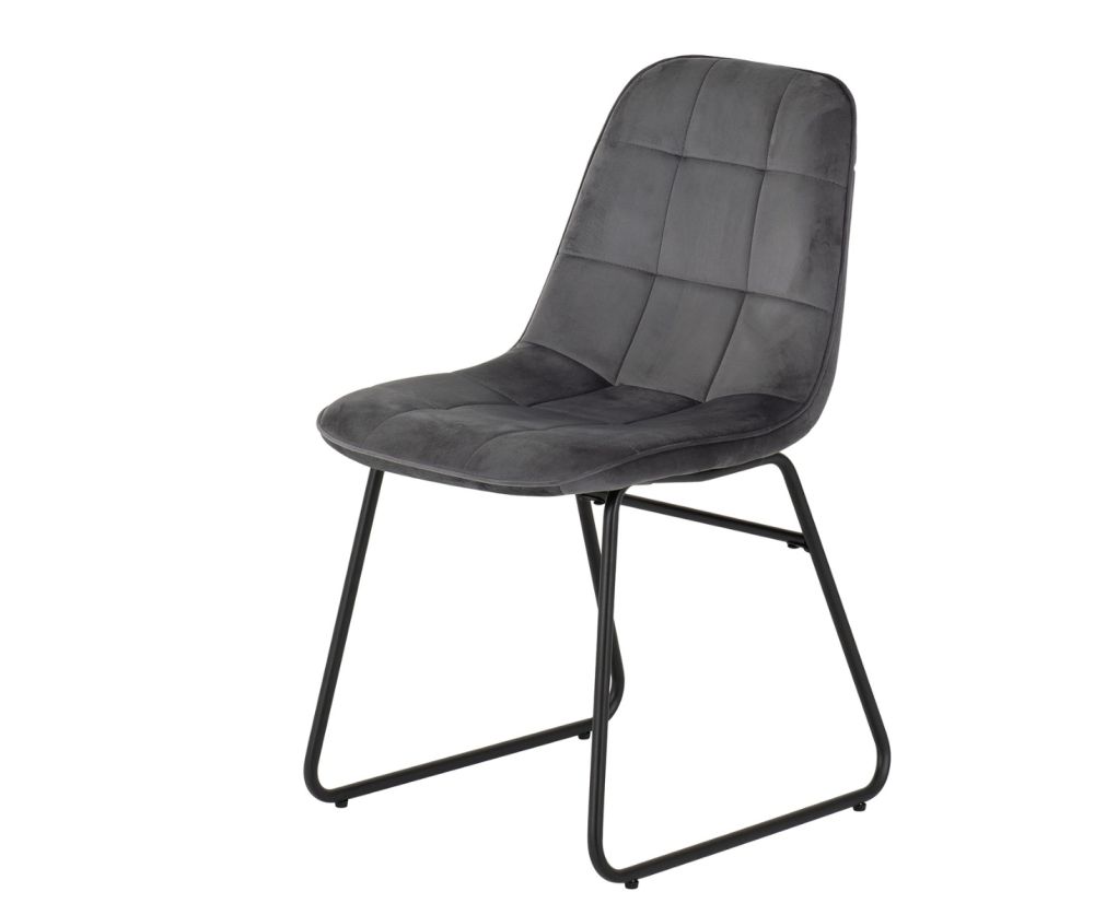  Seconique Furniture Quebec Wave Edge Dining Set with Grey Velvet Lukas Dining Chairs