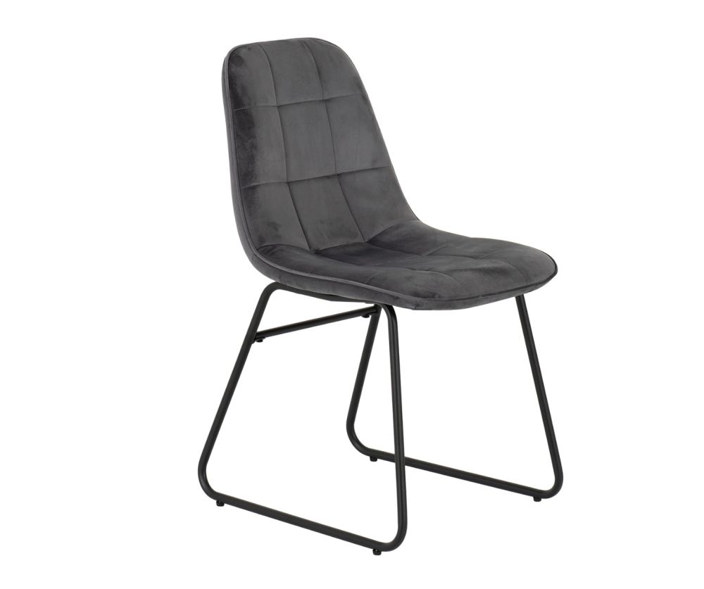  Seconique Furniture Quebec Wave Edge Dining Set with Grey Velvet Lukas Dining Chairs