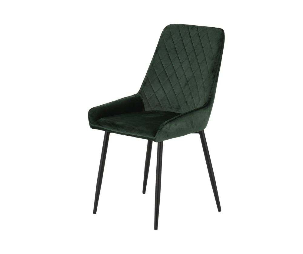 Seconique Furniture Quebec Wave Edge Dining Set with Avery Chairs – Emerald Green Velvet