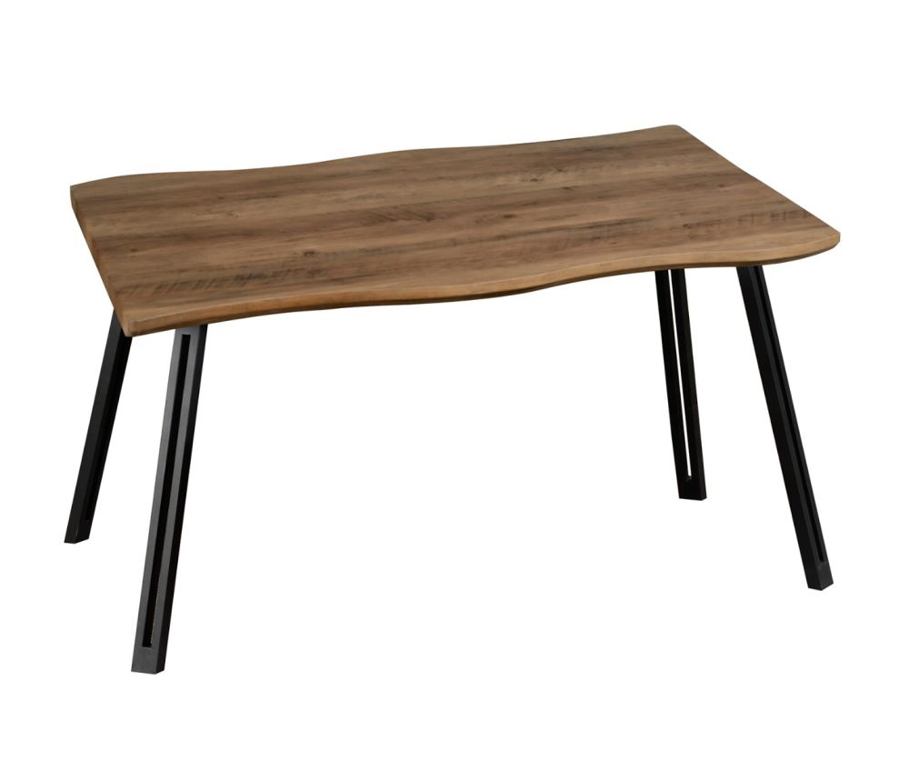  Seconique Furniture Quebec Wave Edge Medium Oak Effect & Black Dining Table Only 