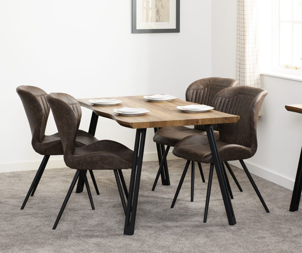  Seconique Furniture Quebec Wave Edge Medium Oak Effect & Black Dining Table Only 