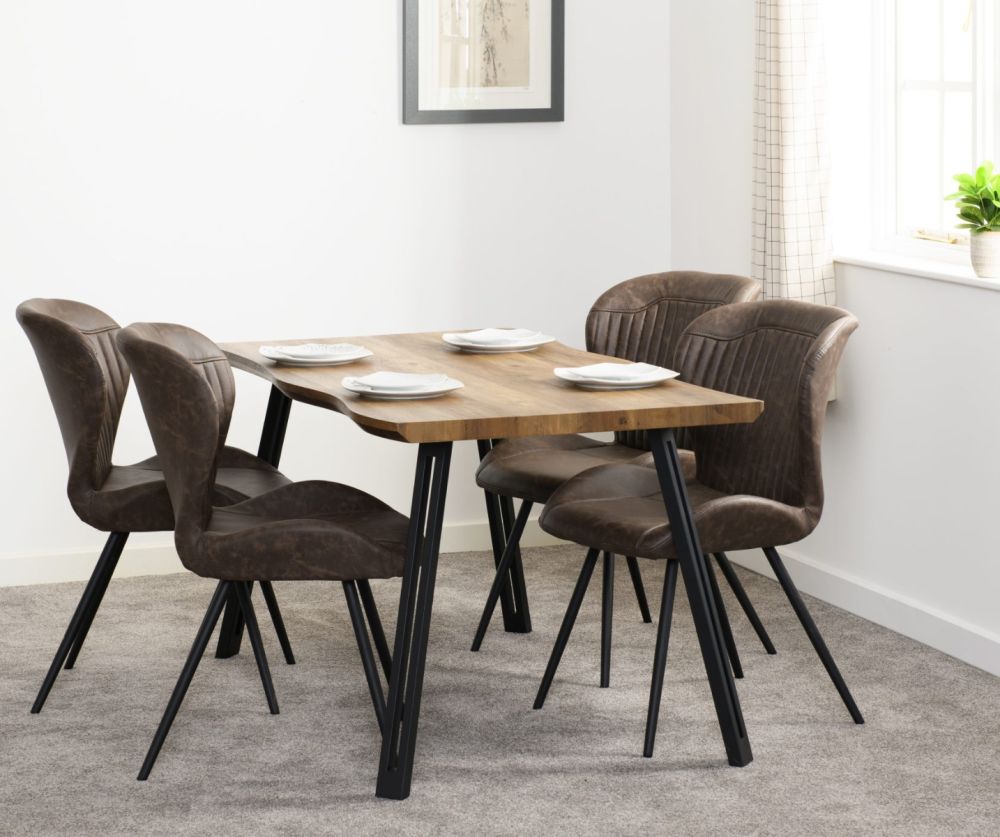  Seconique Furniture Quebec Wave Edge Medium Oak Effect & Black Dining Table Only 