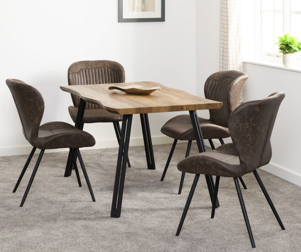  Seconique Furniture Quebec Wave Edge Medium Oak Effect & Black Dining Table Only 