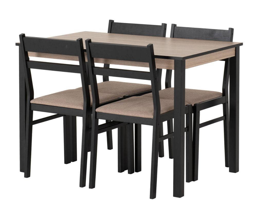  Seconique Furniture Radley Black & Oak Effect Dining Set –  with Oat Fabric Dining Chairs