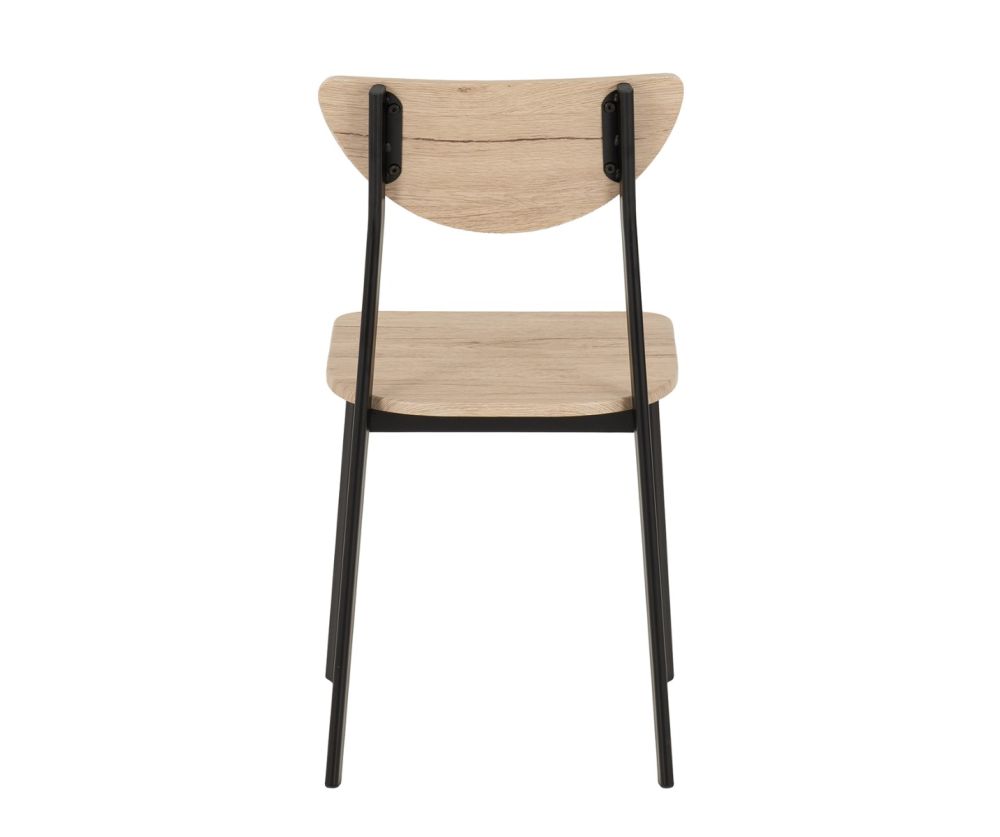  Seconique Furniture Riley Black & Light Oak Effect Veneer Dining Chairs in Pair