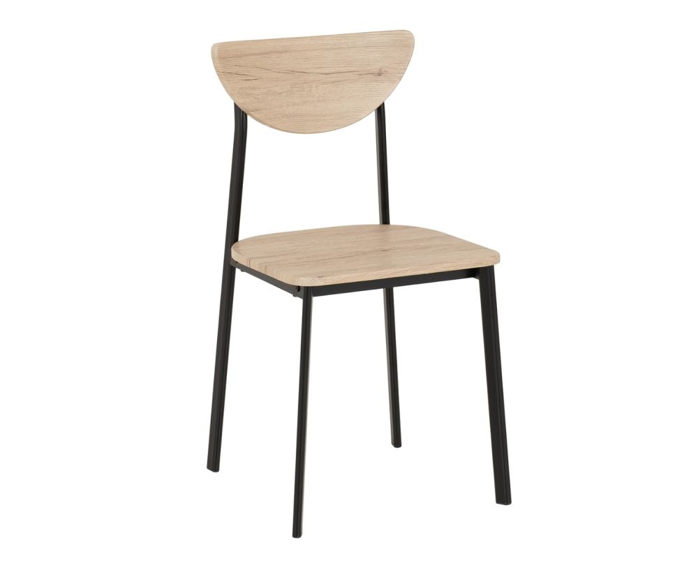  Seconique Furniture Riley Black & Light Oak Effect Veneer Dining Chairs in Pair
