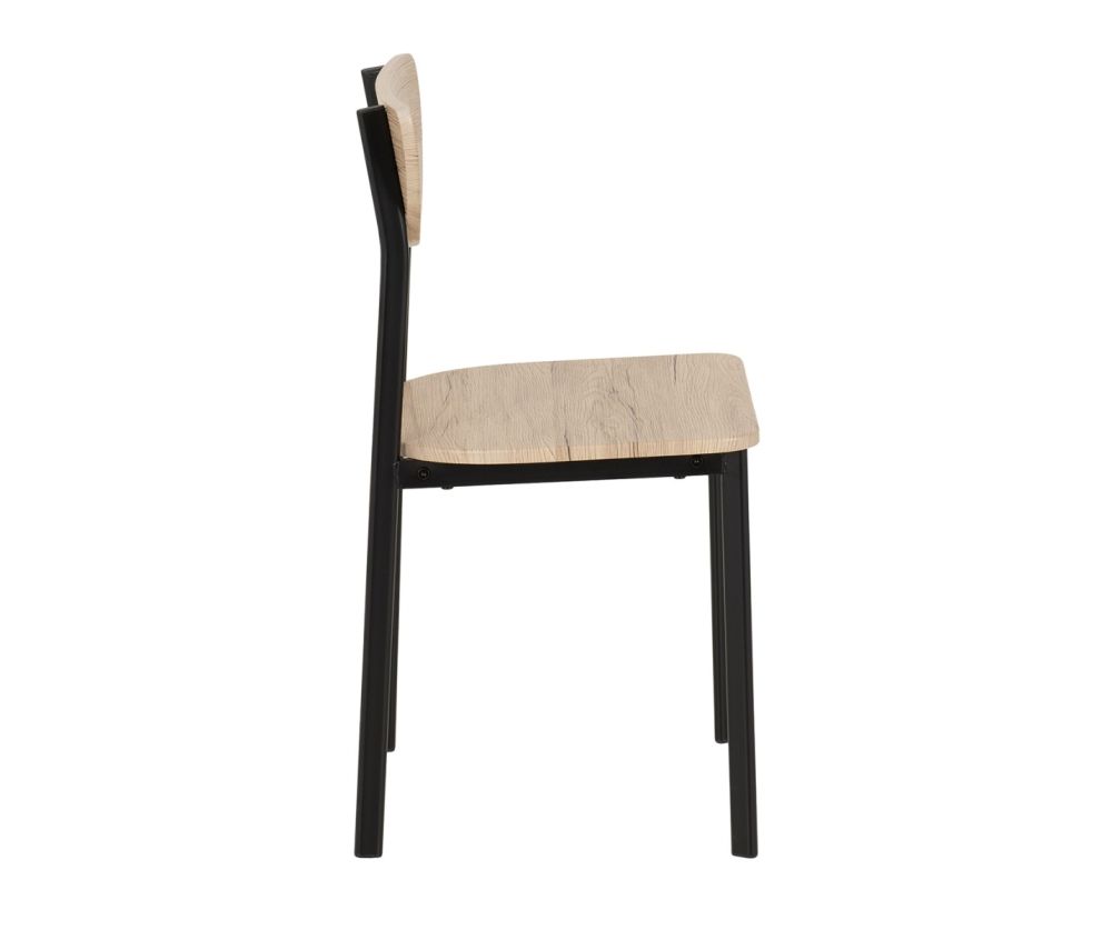  Seconique Furniture Riley Black & Light Oak Effect Veneer Dining Chairs in Pair
