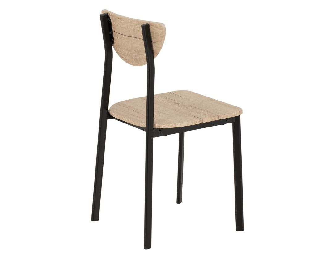  Seconique Furniture Riley Black & Light Oak Effect Veneer Dining Chairs in Pair