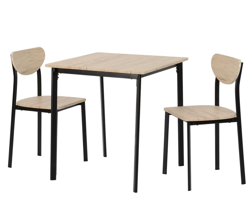  Seconique Furniture Riley Black & Light Oak Effect Veneer Dining Chairs in Pair