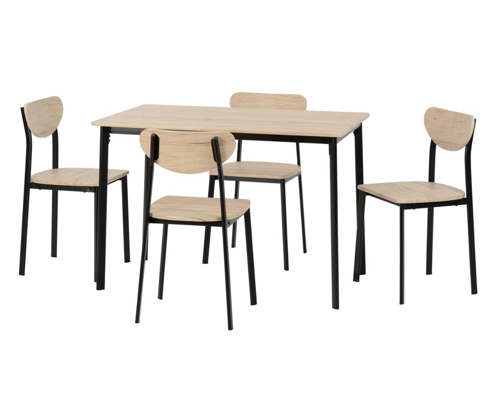 Seconique Furniture Riley Black & Light Oak Effect Veneer Large Dining Set 