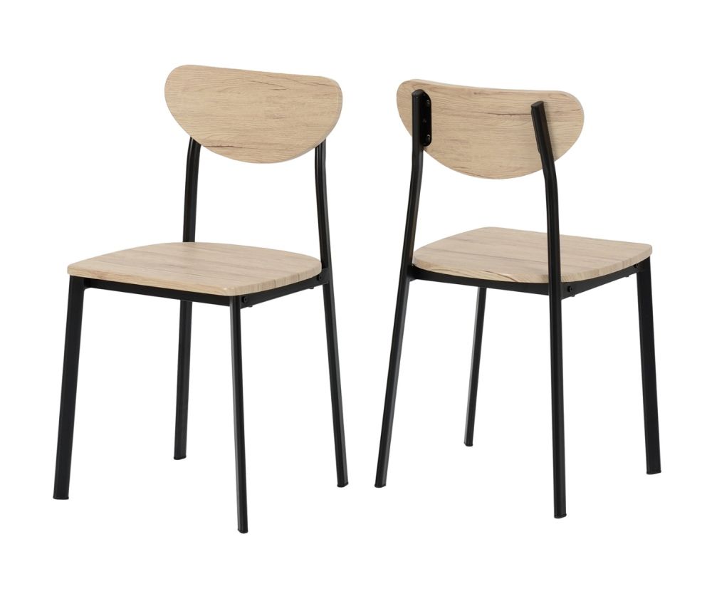 Seconique Furniture Riley Black & Light Oak Effect Veneer Large Dining Set 
