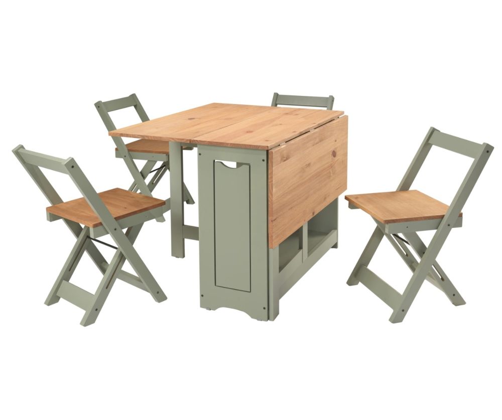  Seconique Furniture Santos Butterfly Dining Set – Green & Distressed Waxed Pine