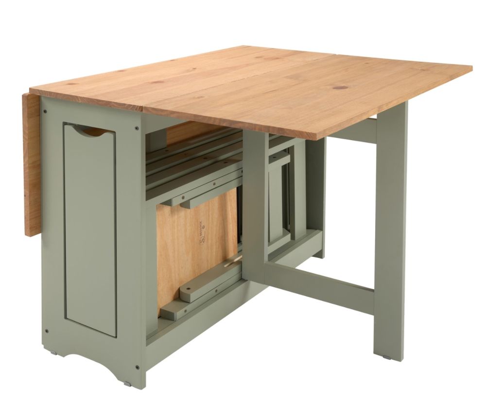  Seconique Furniture Santos Butterfly Dining Set – Green & Distressed Waxed Pine