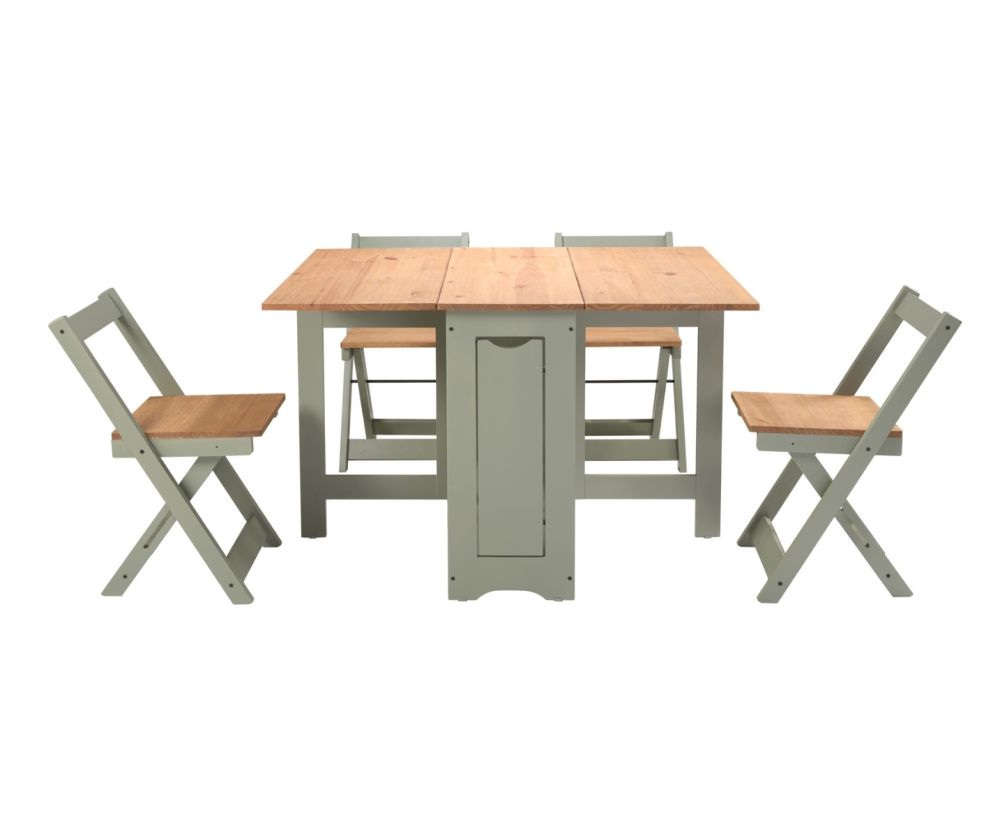  Seconique Furniture Santos Butterfly Dining Set – Green & Distressed Waxed Pine
