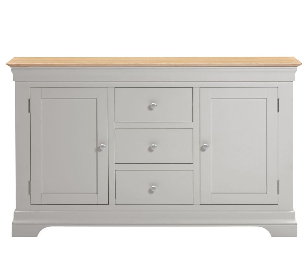 Seconique Furniture Bordeaux Pebble Grey and Oak 2 Door 3 Drawer Sideboard 