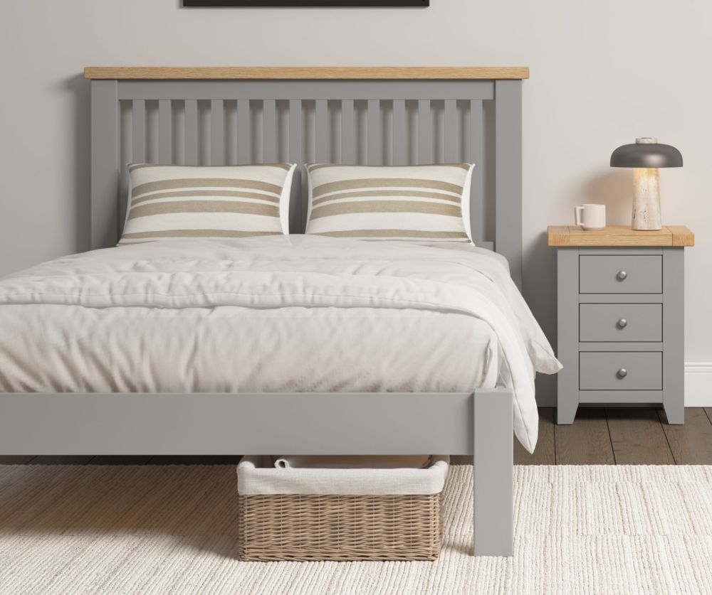  Seconique Furniture Windsor Pebble Grey and Oak Low Foot End Bed