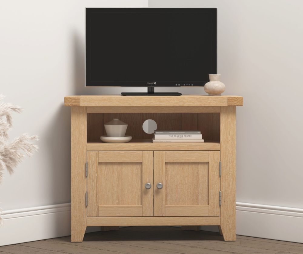  Seconique Furniture Windsor Natural Oak Corner TV Unit