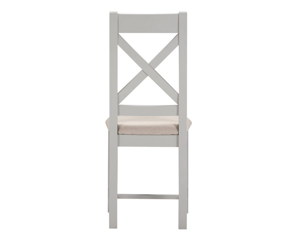  Seconique Furniture Windsor Pebble Grey & Oat Fabric Cross Back Dining Chair in Pair