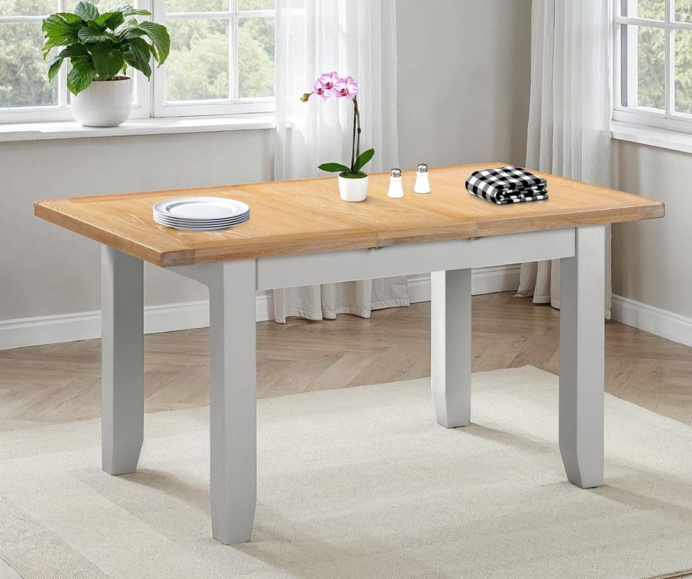 Seconique Furniture Windsor Pebble Grey and Oak Extending Dining Table