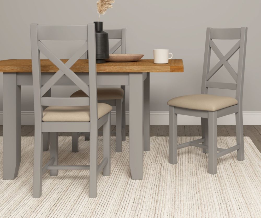 Seconique Furniture Windsor Pebble Grey and Oak Extending Dining Table