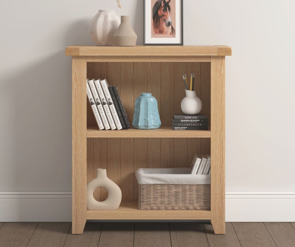 Seconique Furniture Windsor Natural Oak Low Bookcase