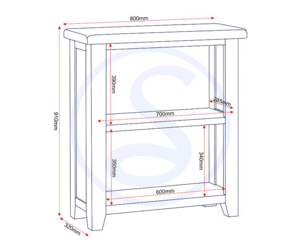 Seconique Furniture Windsor Natural Oak Low Bookcase