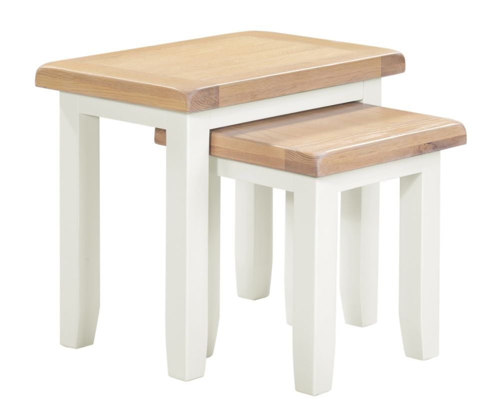 Seconique Furniture Windsor Ivory & Oak Nest of 2 Tables   