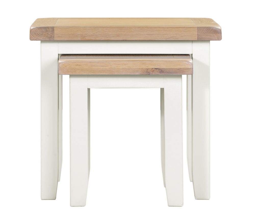 Seconique Furniture Windsor Ivory & Oak Nest of 2 Tables   