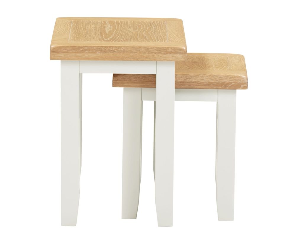 Seconique Furniture Windsor Ivory & Oak Nest of 2 Tables   